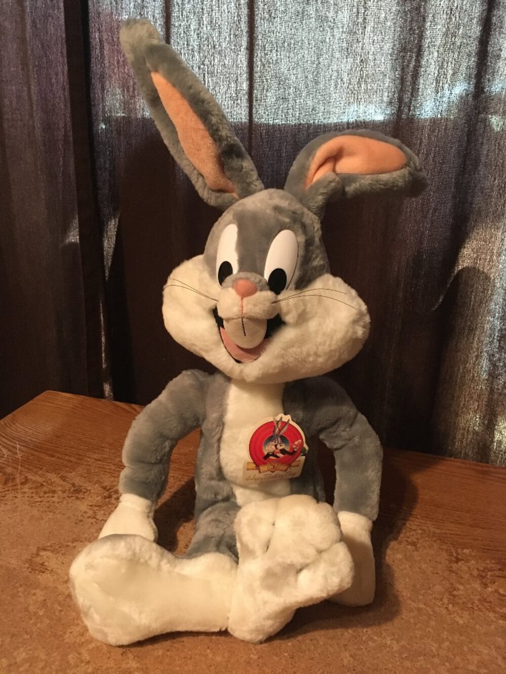 VINTAGE BUGS BUNNY TALKS 50TH ANNIVERSARY PLUSH TALKING TOY 24K LOONEY TUNES 24"